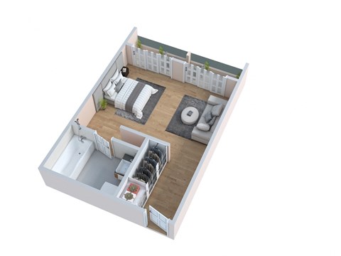 a floor plan of a home with a bedroom and a living room